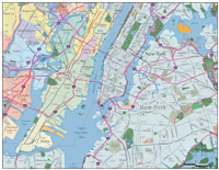 View larger image of New York Map with City and Zip Code Borders