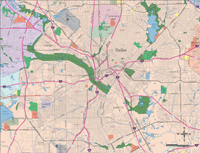 View larger image of Dallas Map with City and Zip Code Borders