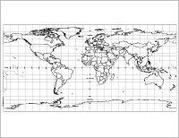 Editable Blank World Map With Reference Lines Illustrator Pdf Digital Vector Maps