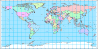 World Map with Country Names, Capitals and Major Cities