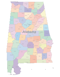 Alabama Map Cities and Counties