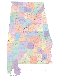 Alabama Map Counties and Roads