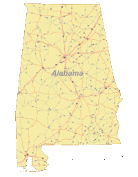 Alabama Map with Roads