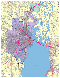 Mobile, AL City Map with Roads & Highways