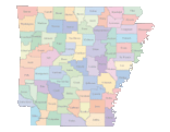 Arkansas Map with Counties (color)