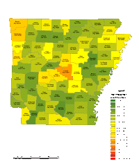 View larger image of Arkansas County Populations Map