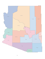 Arizona Map with Counties (color)