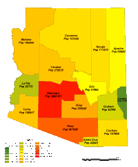 Arizona County Populations Map