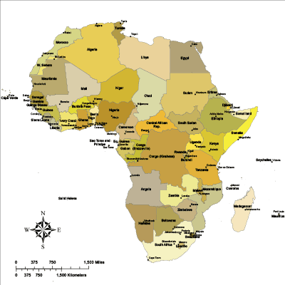 View larger image of Africa Map with Countries (safari color)