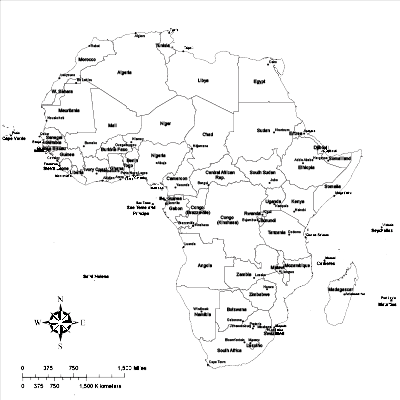 View larger image of Africa Map with Countries (white)