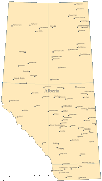 Alberta Vector Map with Cities
