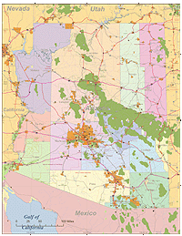 Arizona Map High Detail