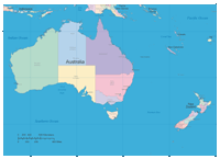 Oceania Map with Provinces and Cities