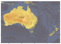 Oceania Shaded Relief Map, Provinces & Cities