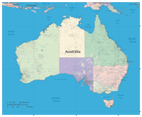 Australia Map with Cities, Town, Villages
