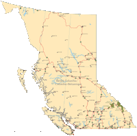 British Columbia Map Cities and Roads