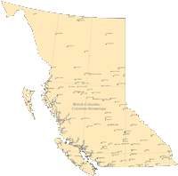 British Columbia Map with Cities