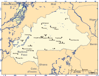 View larger image of Burkina Faso Map with Cities and Surrounding Countires