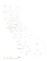 California Map with Counties (Black and White)