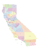 View larger image of California Map with Counties (Color)