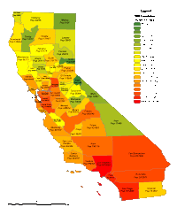 View larger image of California County Populations Map