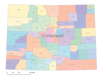 View larger image of Colorado Map with Counties (color)