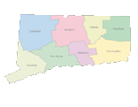 Connecticut Map with Counties (color)