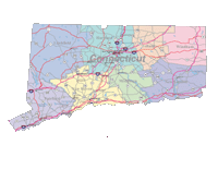 Connecticut Map Cities, Counties and Roads