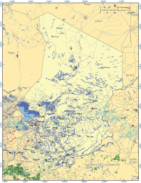 Chad Map with Cities, Roads and Surrounding Countries