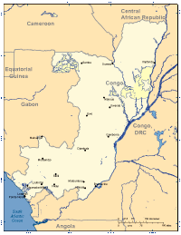 Congo (Brazzaville) Map with Cities and Surrounding Countries