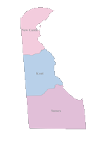 Delaware Map with Counties (color)