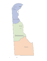 View larger image of Delaware Map Cities and Counties