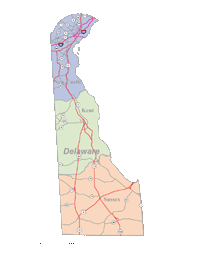 Delaware Map Counties and Roads