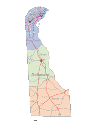 Delaware Map Cities, Counties and Roads