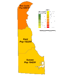 Delaware County Populations Map