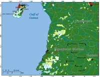 Equatorial Guinea Map with Cities, Roads and Surrounding Countries