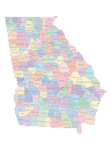 View larger image of Georgia Map with Counties (color)
