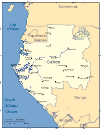 Gabon Map with Cities and Surrounding Countries