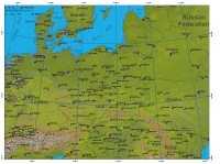 Europe German Regions Shaded Relief Map