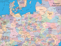 Europe Map German Regions, Cities and Roads
