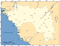 Guinea Map with Cities and Surrounding Countries