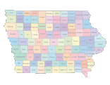 View larger image of Iowa Map with Counties (color)