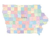 View larger image of Iowa Map Cities and Counties