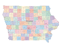 Iowa Map Cities, Counties and Roads