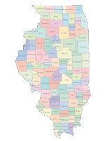 View larger image of Illinois Map with Counties (color)