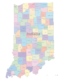 Indiana Map with Cities Counties