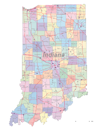 View larger image of Indiana Map Counties and Roads