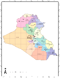 Iraq Map with Administrative Borders & Major Cities
