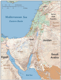 View larger image of Israel and Lebanon Shaded Relief