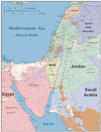 View larger image of Israel and Lebanon High Detail Map